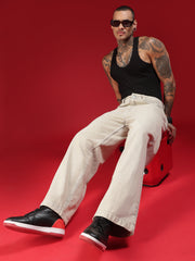 Go Devil Mens Baggy Fit Light Beige Jeans