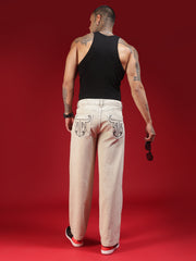 Go Devil Mens Baggy Fit Light Beige Jeans