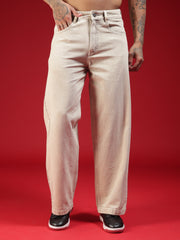 Go Devil Mens Baggy Fit Light Beige Jeans
