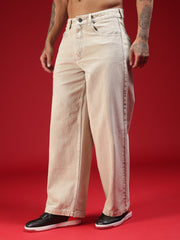 Go Devil Mens Baggy Fit Light Beige Jeans