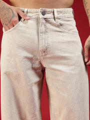 Go Devil Mens Baggy Fit Light Beige Jeans