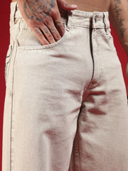 Go Devil Mens Baggy Fit Light Beige Jeans