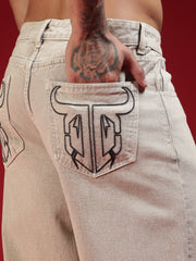 Go Devil Mens Baggy Fit Light Beige Jeans