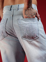 Go Devil Mens Baggy Fit Light Blue Jeans