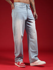 Go Devil Mens Baggy Fit Light Blue Jeans