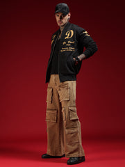 Go Devil Black Printed Bomber Jacket For Mens