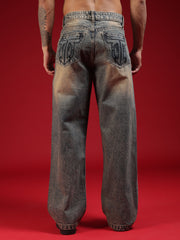 Go Devil Men's Washed Denim Baggy Jeans