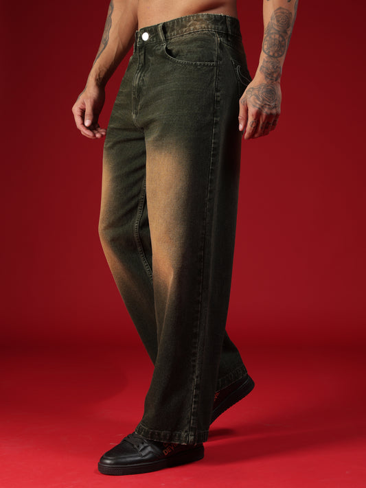 Go Devil Mens Black Washed Baggy Jeans