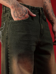 Go Devil Mens Black Washed Baggy Jeans