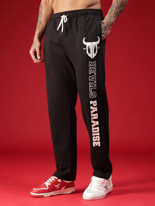 Go Devil Mens Black Printed Joggers