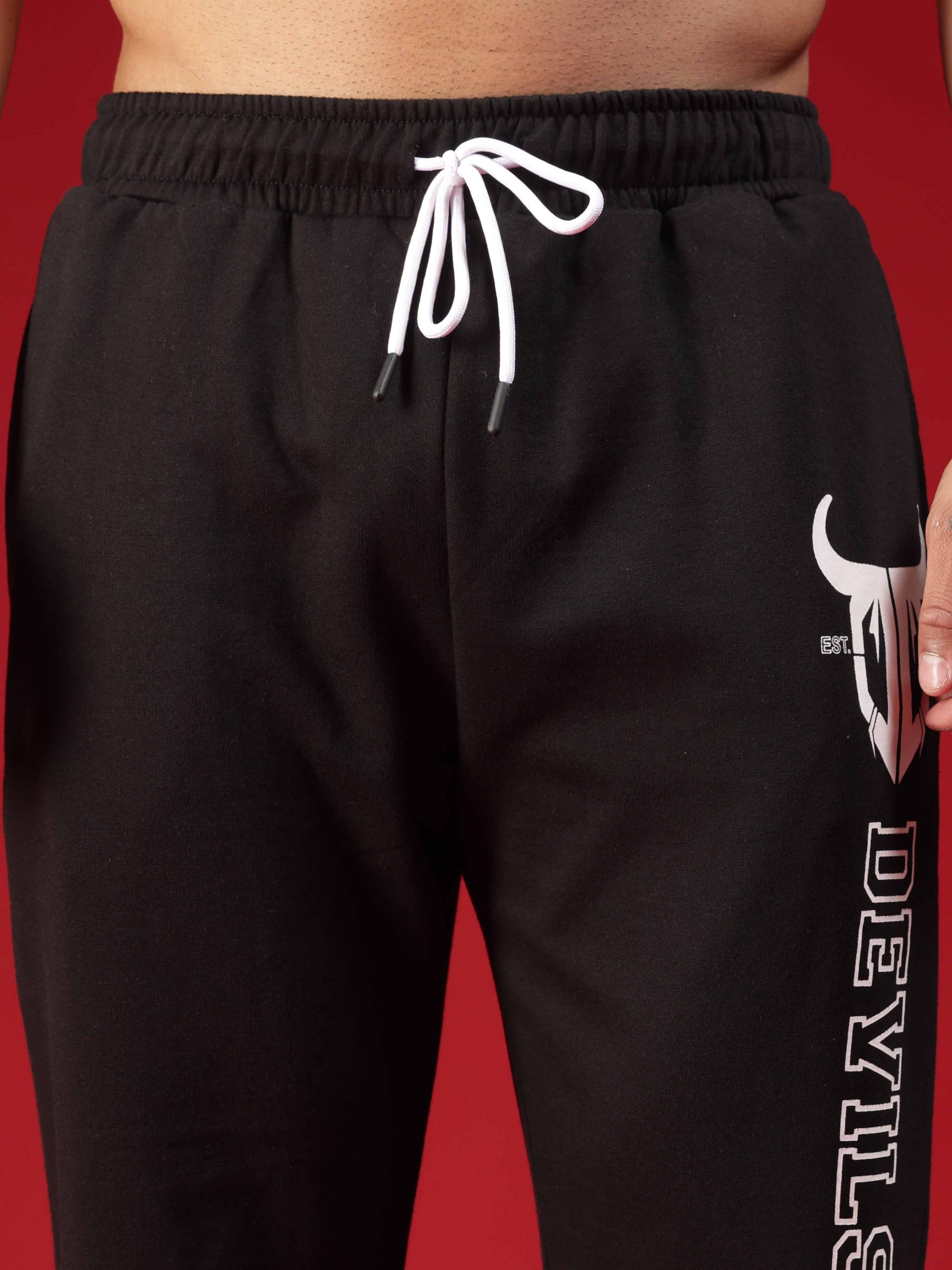 Go Devil Mens Black Printed Joggers