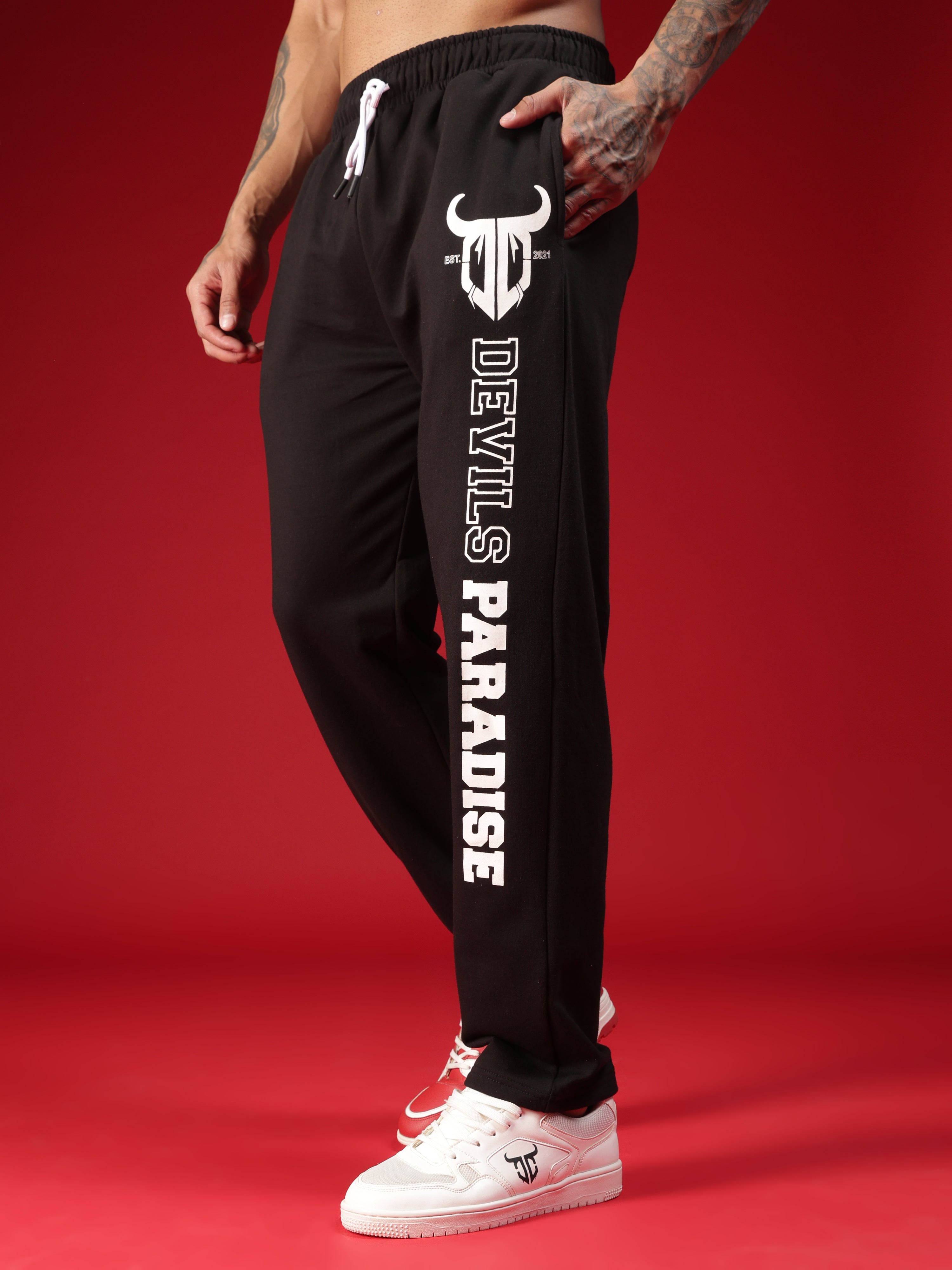 Go Devil Mens Black Printed Joggers