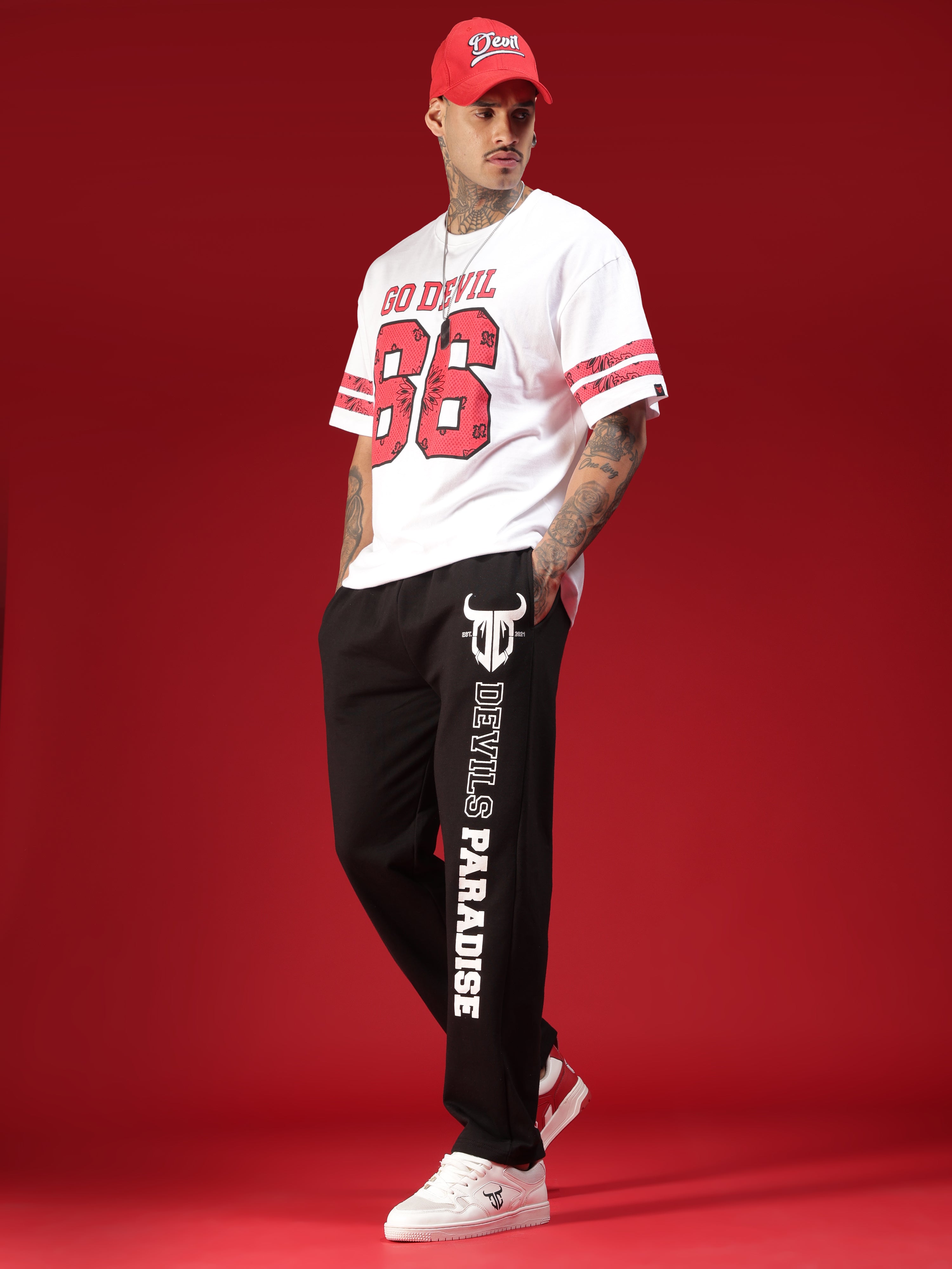 Go Devil Mens Black Printed Joggers
