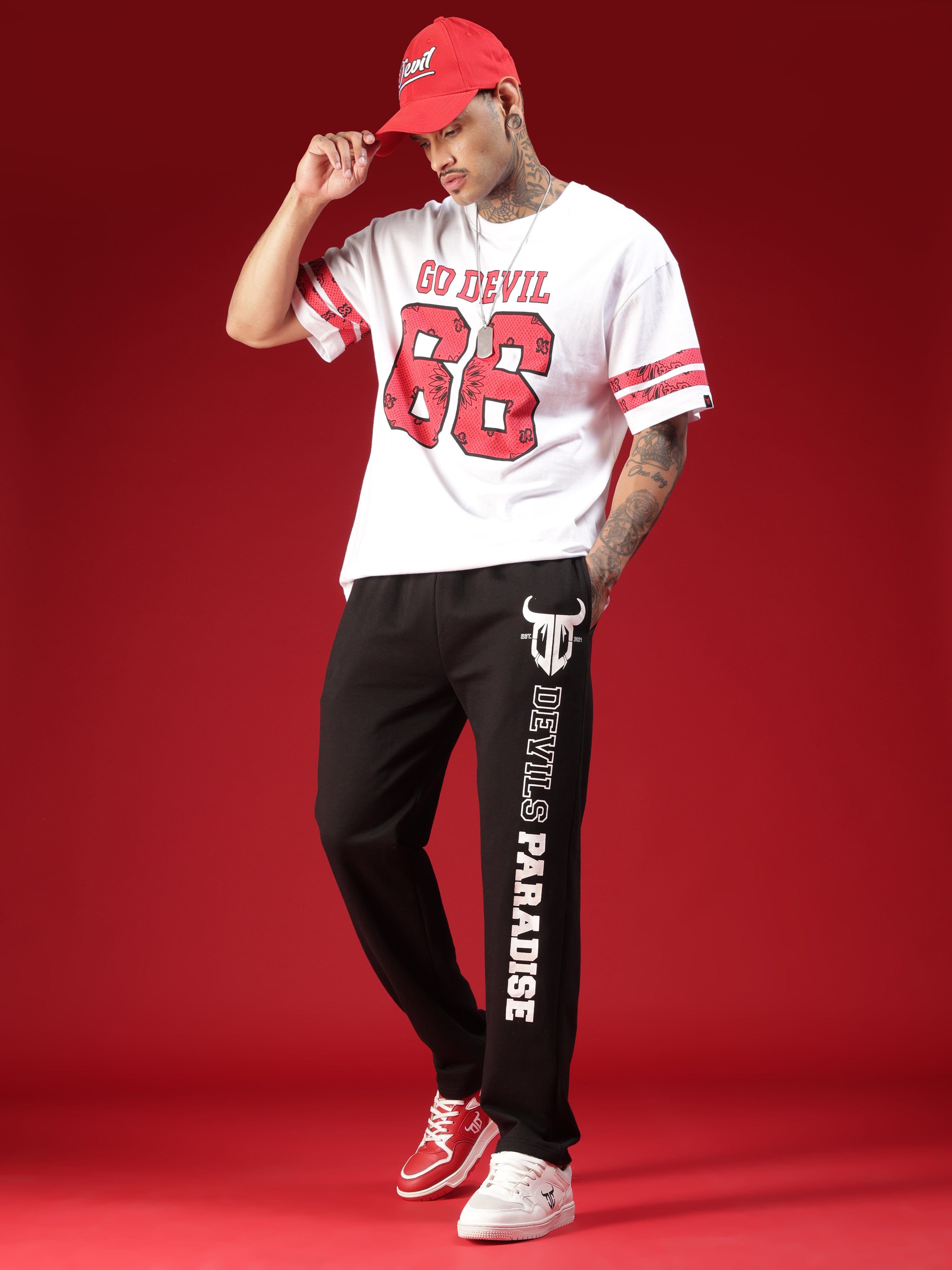 Go Devil Mens Black Printed Joggers