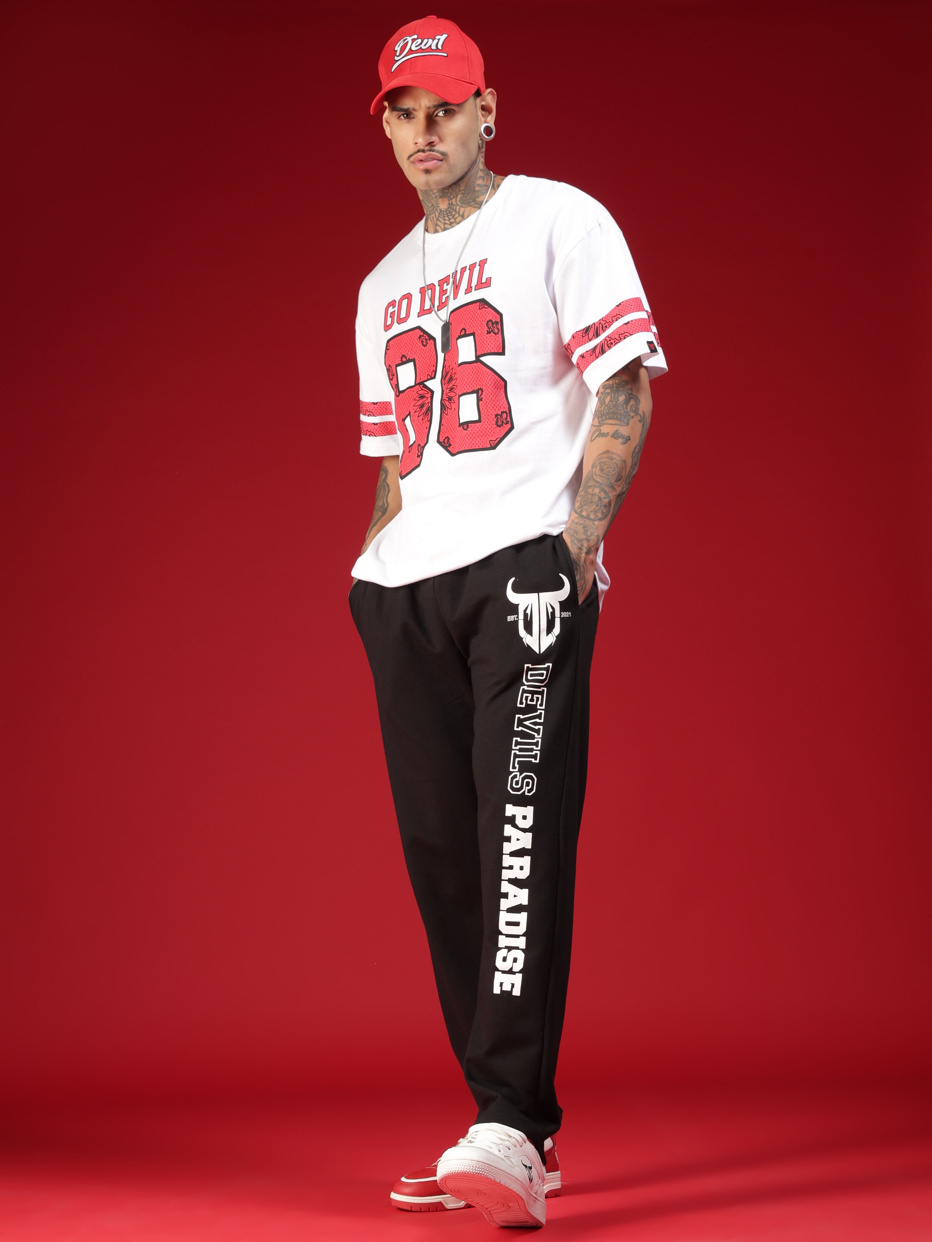 Go Devil Mens Black Printed Joggers