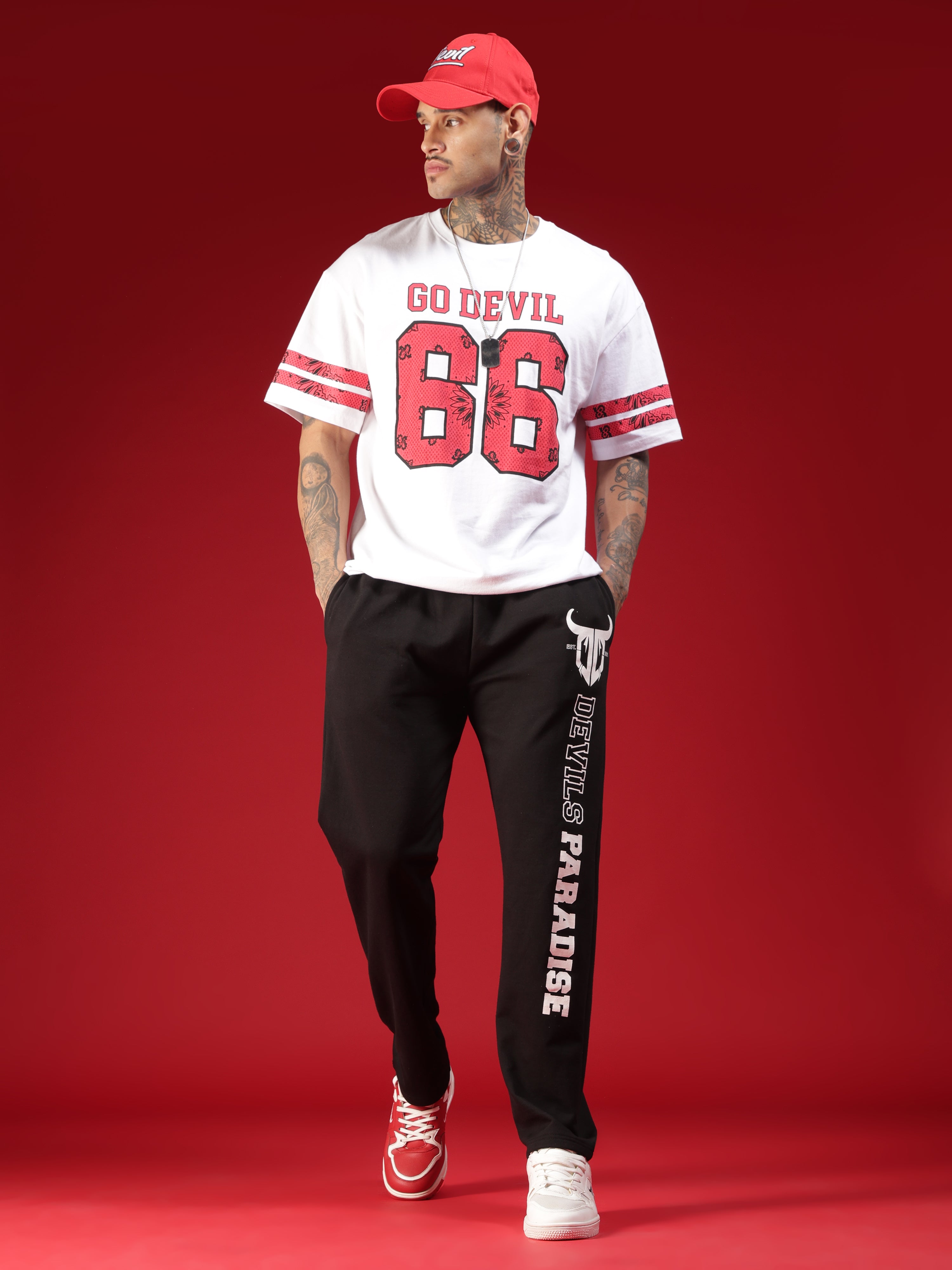 Go Devil Mens Black Printed Joggers