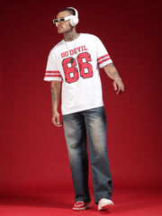 Go Devil Mens Blue Washed Baggy Jeans