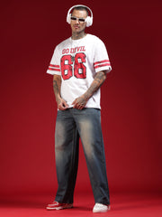 Go Devil Mens Blue Washed Baggy Jeans