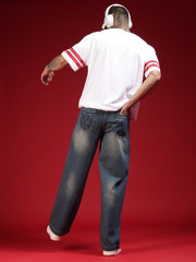 Go Devil Mens Blue Washed Baggy Jeans