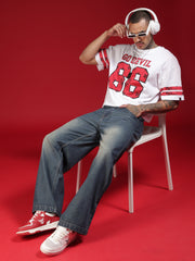 Go Devil Mens Blue Washed Baggy Jeans