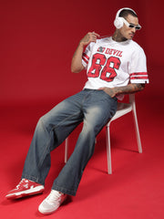 Go Devil Mens Blue Washed Baggy Jeans