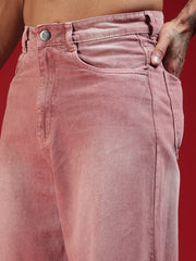 Go Devil Mens Wide Fit Soft Pink Jeans