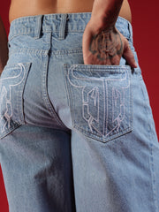 Go Devil Mens Wide Fit Light Blue Jeans