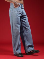 Go Devil Mens Wide Fit Light Blue Jeans