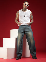 Go Devil Mens Relaxed Fit Washed Blue Denim Jeans