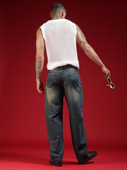 Go Devil Mens Relaxed Fit Washed Blue Denim Jeans