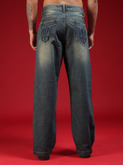 Go Devil Mens Relaxed Fit Washed Blue Denim Jeans