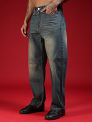 Go Devil Mens Relaxed Fit Washed Blue Denim Jeans