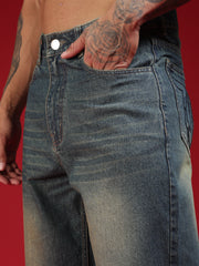 Go Devil Mens Relaxed Fit Washed Blue Denim Jeans