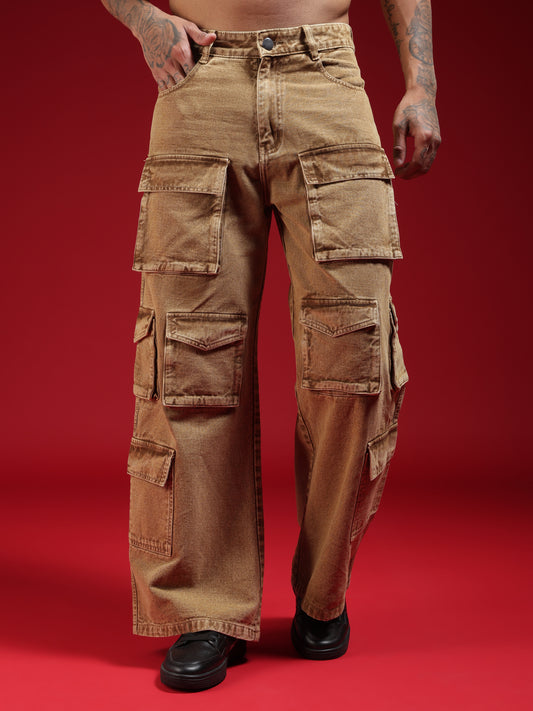 Go Devil Mens Multi-Pocket Stylish Cargo Denim Jeans