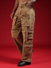 Go Devil Mens Multi-Pocket Stylish Cargo Denim Jeans