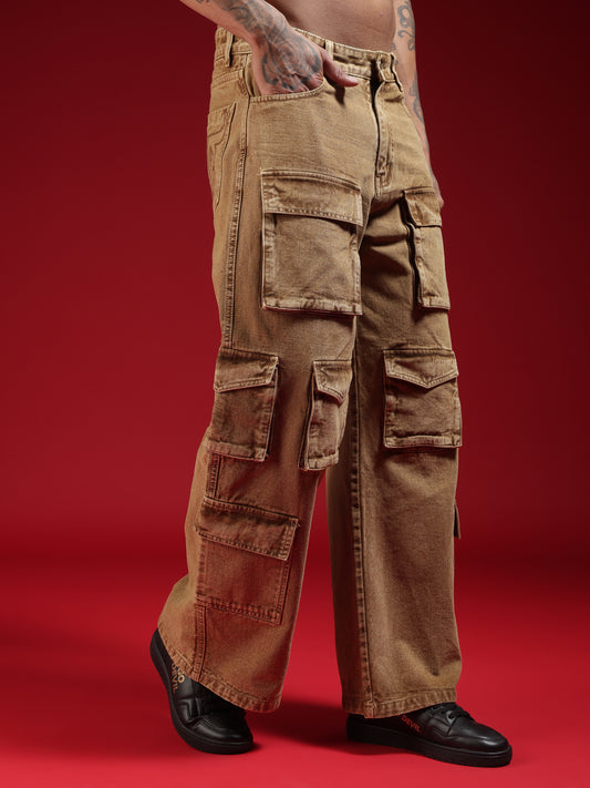 Go Devil Mens Multi-Pocket Stylish Cargo Denim Jeans