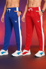 Pack of 2 Men Striped Multicolor Track Pants