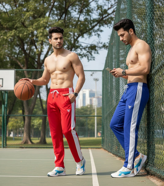 Pack of 2 Men Striped Multicolor Track Pants