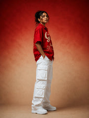 Go Devil Women's Dept. "GD" Embroidered Camp Collar Shirt – Red Premium Edition