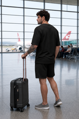 Go Devil Black Textured T-Shirt With Short Co-Ord Set For Men