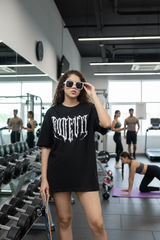 Go Devil Women's Oversized Black Graphic T-Shirt