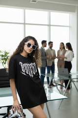 Go Devil Women's Oversized Black Graphic T-Shirt