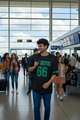 Go Devil 66 (In Green) Printed Black Jersey Oversized T-Shirt for Men