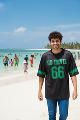 Go Devil 66 (In Green) Printed Black Jersey Oversized T-Shirt for Men