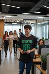 Go Devil 66 (In Green) Printed Black Jersey Oversized T-Shirt for Men