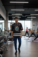 Skull With Enjoy The Trip Printed Black  Oversized  Jersey T-Shirt for Men