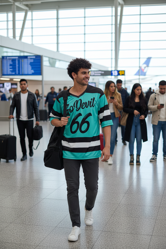 Stripes Printed Black, White and Green Oversized Jersey T-Shirt for Men
