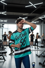 Stripes Printed Black, White and Green Oversized Jersey T-Shirt for Men