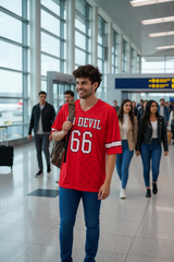 Go Devil 66 (In White) Printed Red Oversized T-Shirt for Men