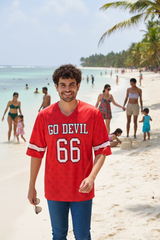 Go Devil 66 (In White) Printed Red Oversized T-Shirt for Men